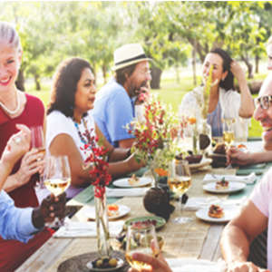 group of friends at an outdoor party