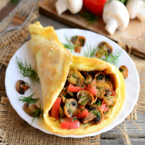 mushroom and tomato omelet