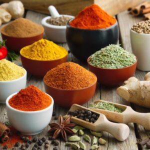 colorful spices and herbs