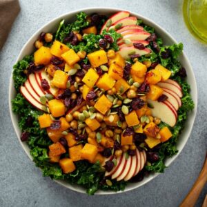 fall salad with kale, butternut squash and apples